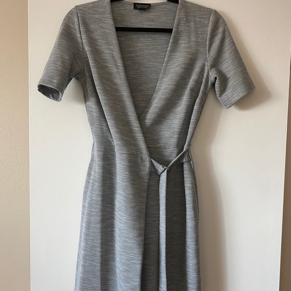 Gray wrap dress